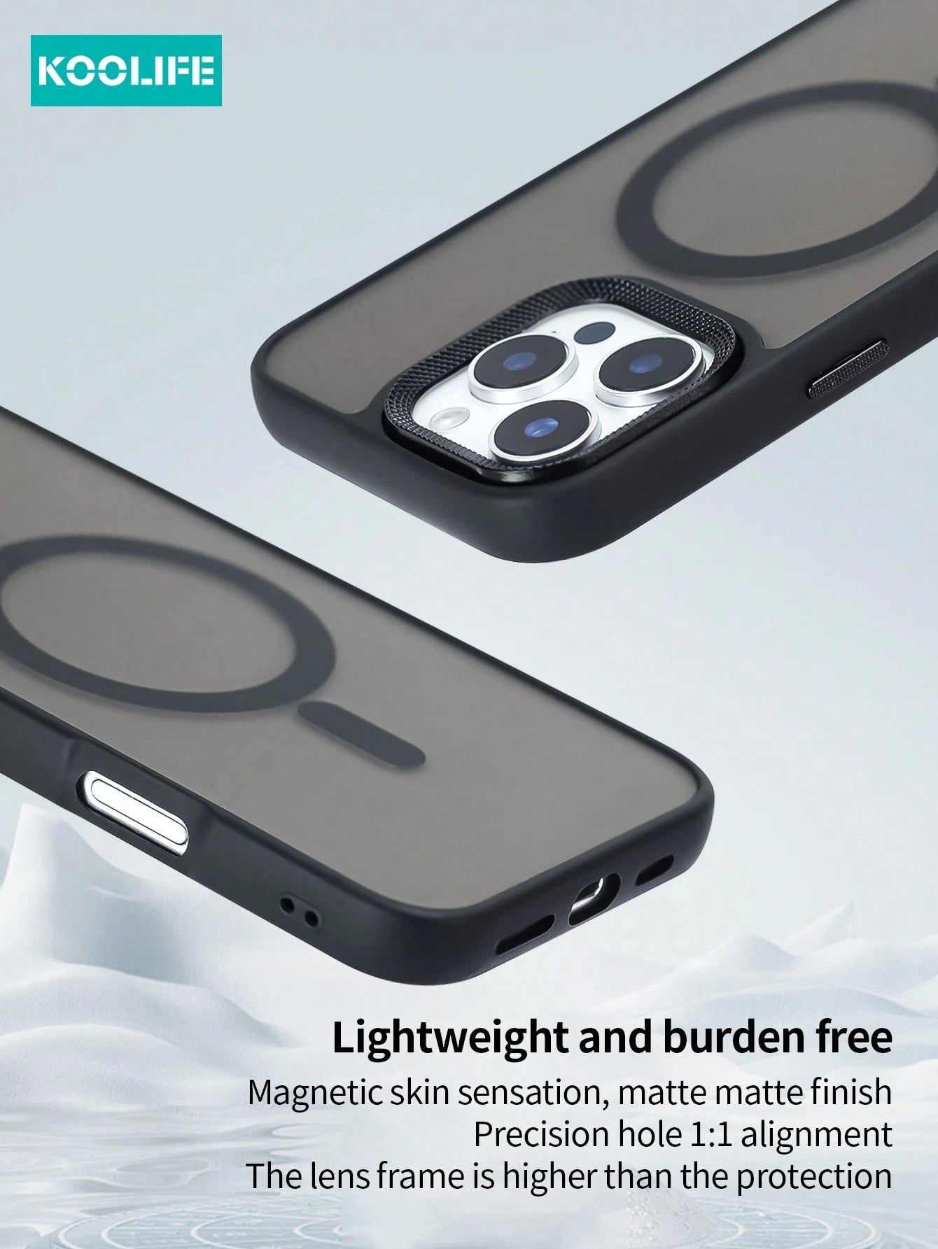 Koolife 1pc Magnetic Charging Shockproof Anti-Drop Matte Soft-Touch Phone Case With Personalized Frame Design Large Camera Hole PC+TPU Compatible With Apple 18pro/18pro Max/17/17 Air/17 Pro Max/16/16p