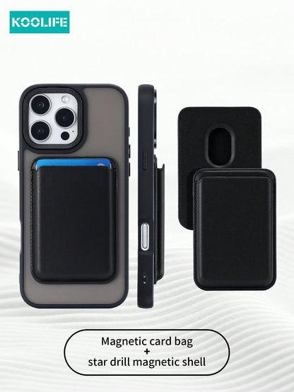 Koolife 1pc Magnetic Charging Shockproof Anti-Drop Matte Soft-Touch Phone Case With Personalized Frame Design Large Camera Hole PC+TPU Compatible With Apple 18pro/18pro Max/17/17 Air/17 Pro Max/16/16p