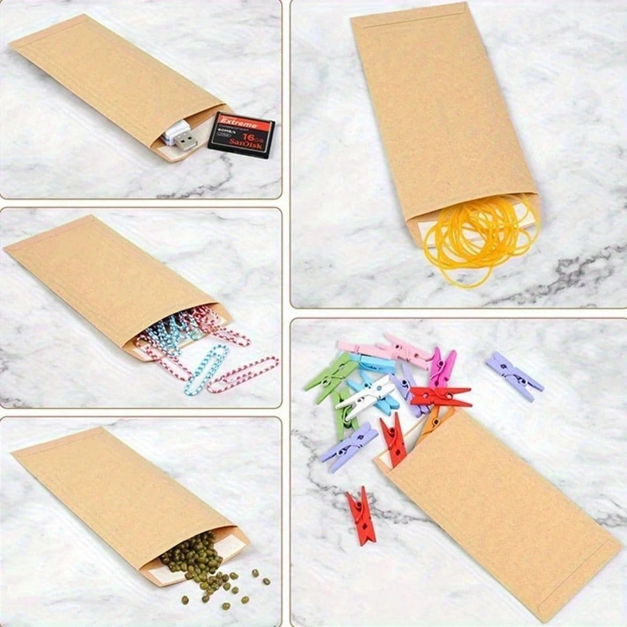 Kraft Paper Cash Envelopes, Small Cash Envelopes, Size 6.5 Inches X 3.2 Inches, Self-Adhesive, Perfect For Saving Money, Storing Coins, Checks, Cash, Budgeting And Organizing Small Items