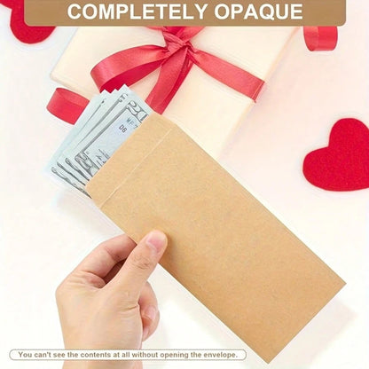 Kraft Paper Cash Envelopes, Small Cash Envelopes, Size 6.5 Inches X 3.2 Inches, Self-Adhesive, Perfect For Saving Money, Storing Coins, Checks, Cash, Budgeting And Organizing Small Items