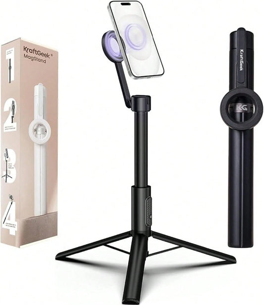 KraftGeek Magnetic Tripod For IPhone, 64" Selfie Stick For IPhone Magsafe, Phone Tripod Stand With Remote For Cell Phone Video Recording Travel