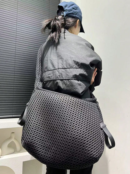 Ladies' Fashionable Nylon Messenger Bag, Large-Capacity Pure-Color Crossbody Bag, Fixed Shoulder Strap, Polyester Lining, Thickened Casual Handbag
