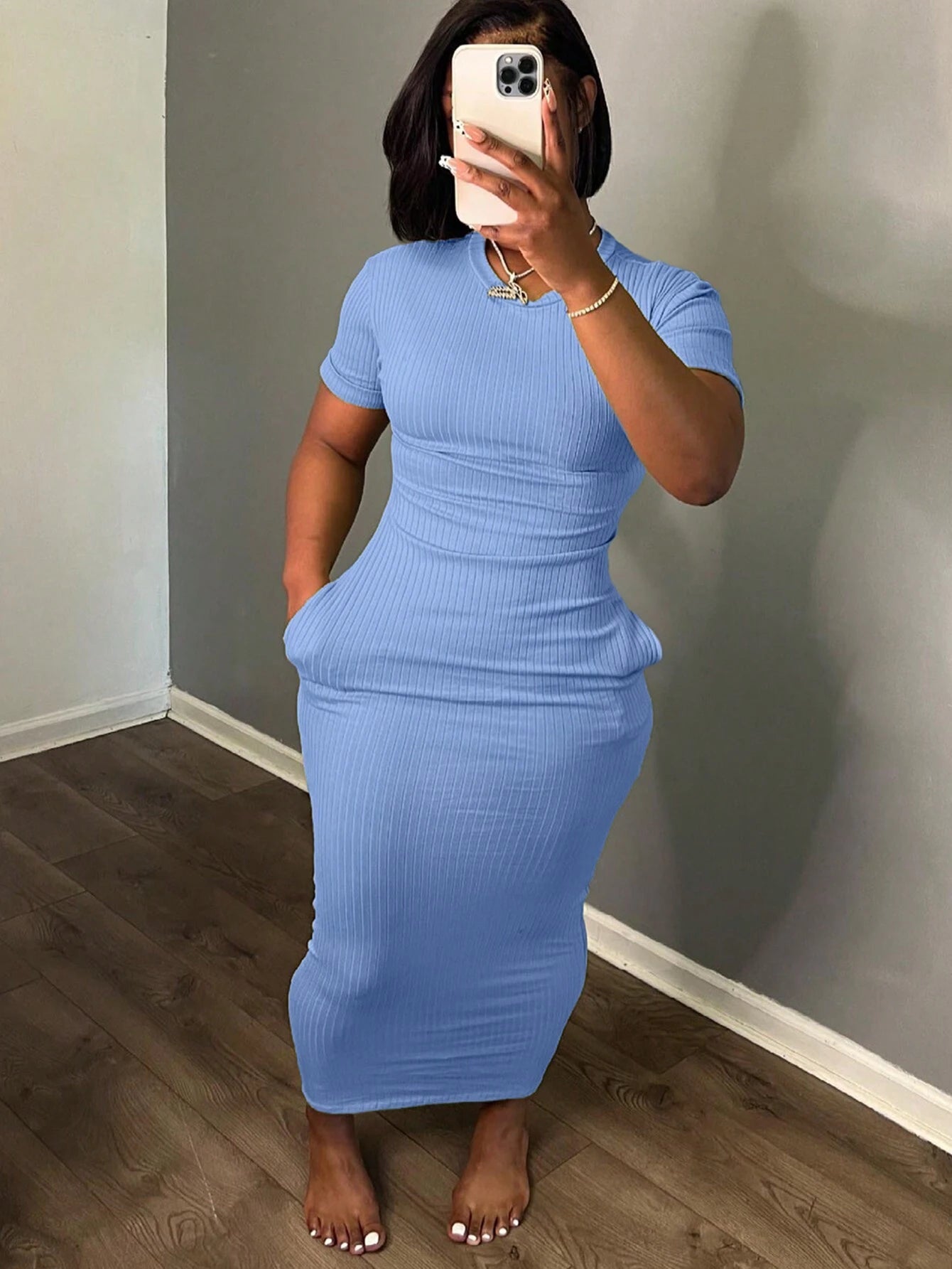 Ladies' Stylish Summer Solid Versatile Bodycon Dress