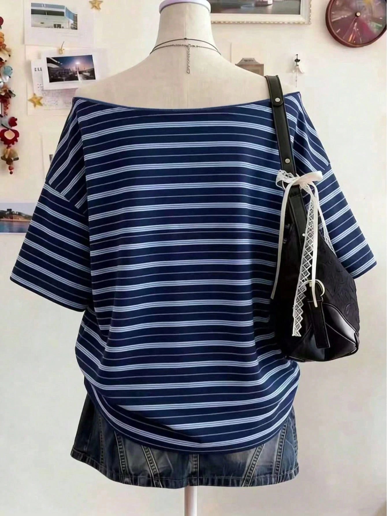 Lalippa Plus Size Women's Striped Short Sleeve Casual Loose Fit T-Shirt
