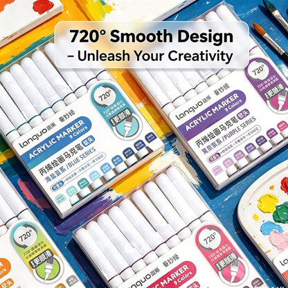 Languo 288/240/192/96/9 Colors/Set Acrylic Paint Art Markers, Paint Markers, Drawing Graffiti Markers, Large Ink Capacity, Felt Tip Pen Stationery Set, Soft Tip 1-5mm Thickness Adjustable, Art Paintin