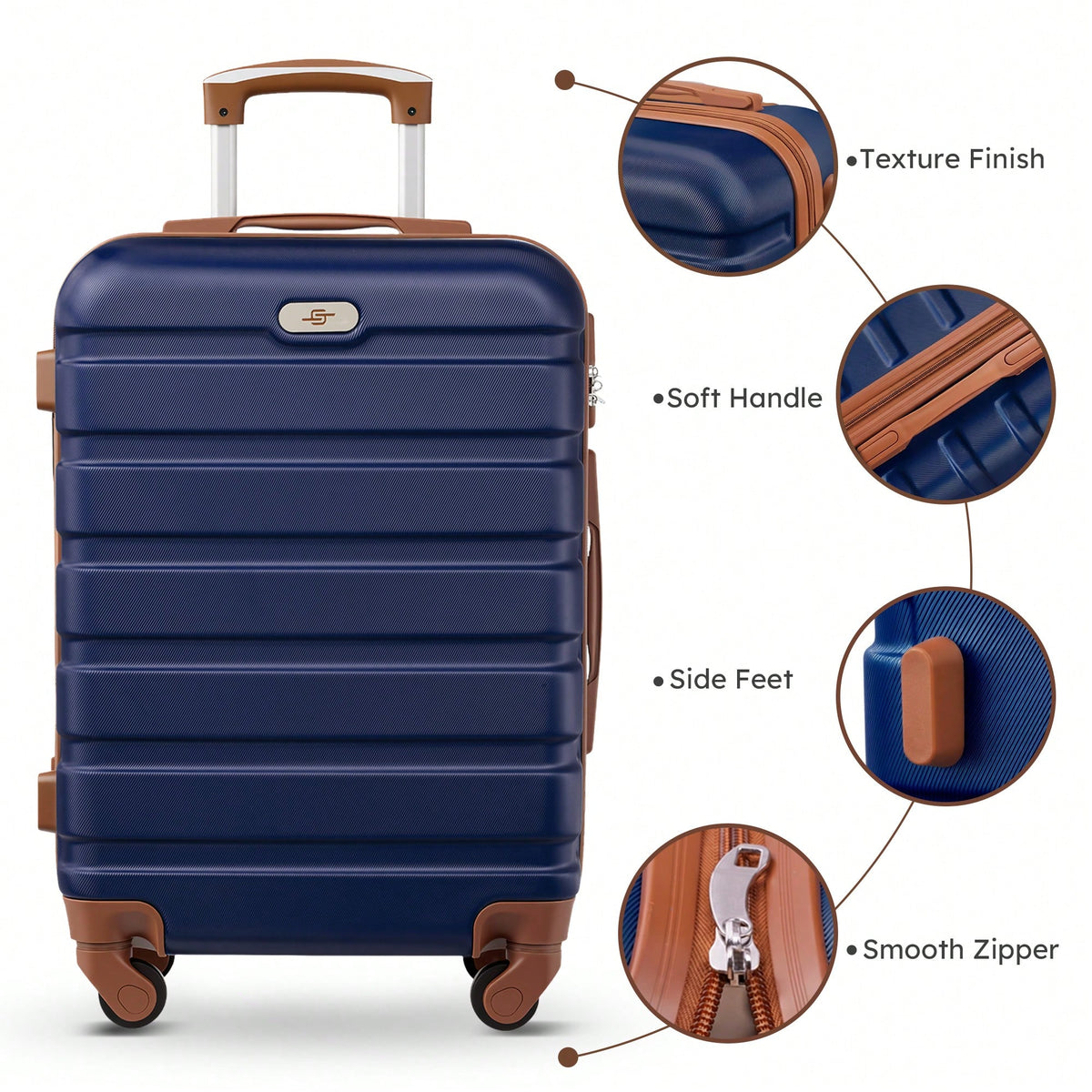 Large Capacity ABS Hardside Luggage Set, 16/20/24/28 Inch Spinner Suitcases + 2 Travel Bags + 1 Cosmetic Case, 7-Piece Set For Holiday Travel