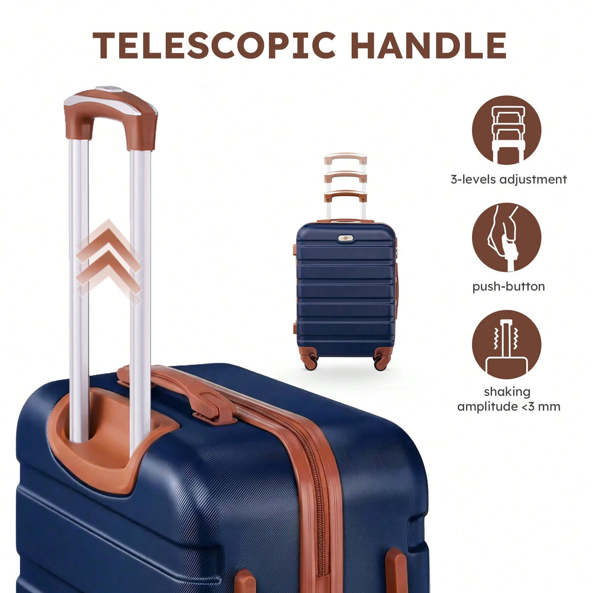 Large Capacity ABS Hardside Luggage Set, 16/20/24/28 Inch Spinner Suitcases + 2 Travel Bags + 1 Cosmetic Case, 7-Piece Set For Holiday Travel