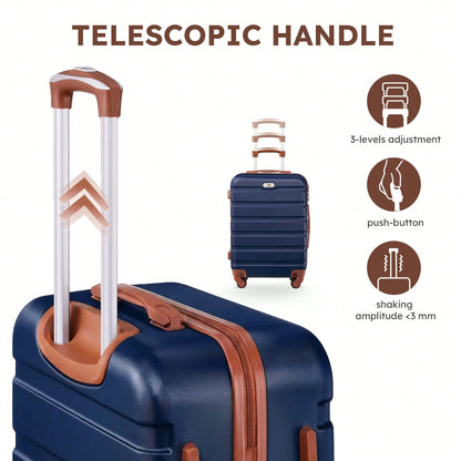 Large Capacity ABS Hardside Luggage Set, 16/20/24/28 Inch Spinner Suitcases + 2 Travel Bags + 1 Cosmetic Case, 7-Piece Set For Holiday Travel