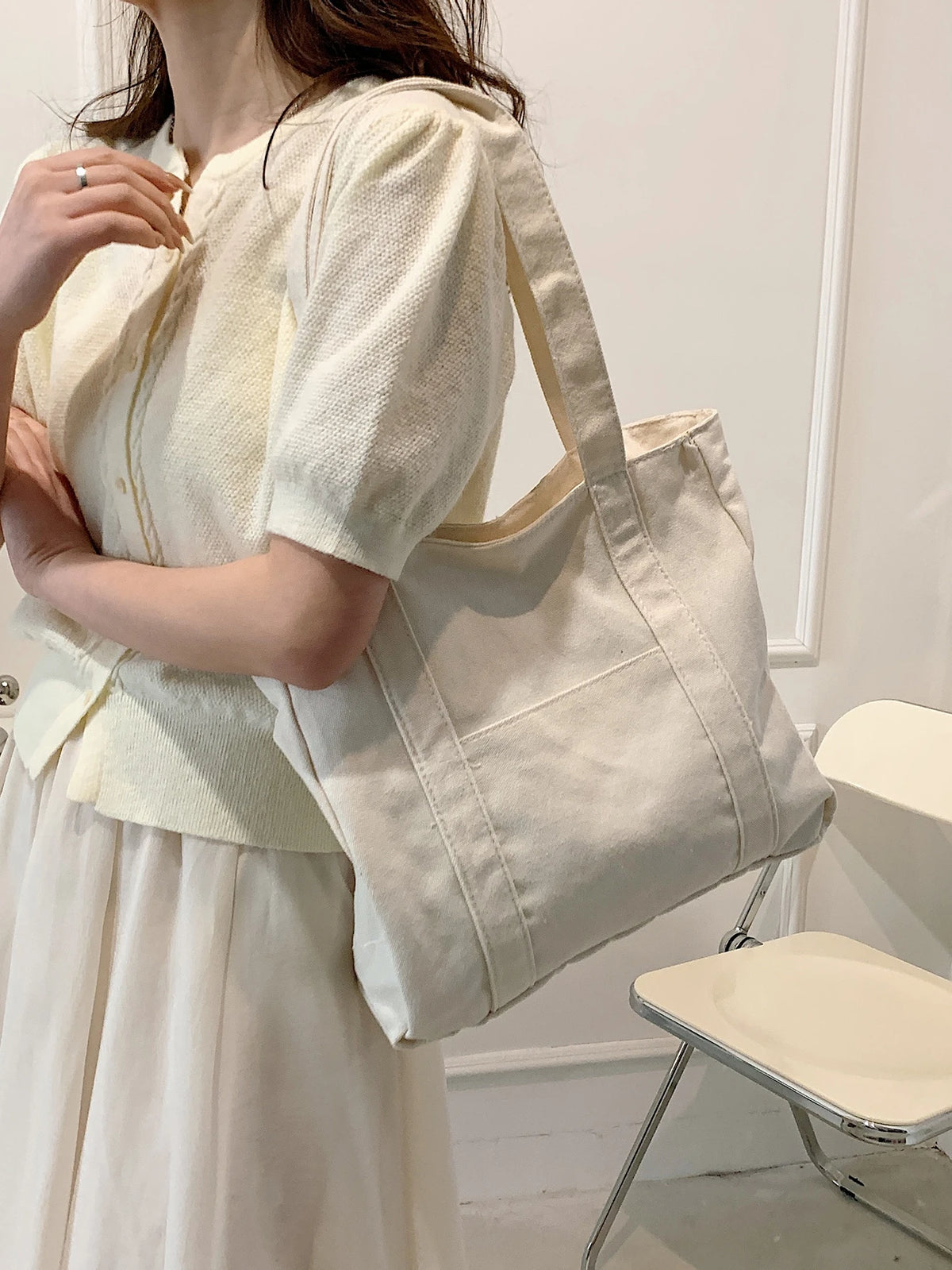 Large Capacity Canvas College Style Casual Tote Bag, Multipurpose Shoulder Bag, Upgraded Canvas Bag,Business Professional Women