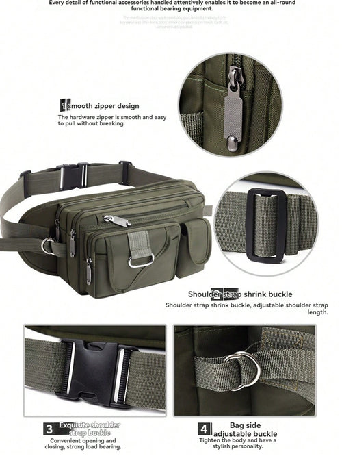 Large Capacity Men's Waist Bag, Multi-Functional Cool Fanny Pack Suitable For Cycling, Outdoor Sports, Phone Pouch, Chest Bag With Multi-Pockets. Suitable For Teen Casual Outdoor Athletic Or Vacation