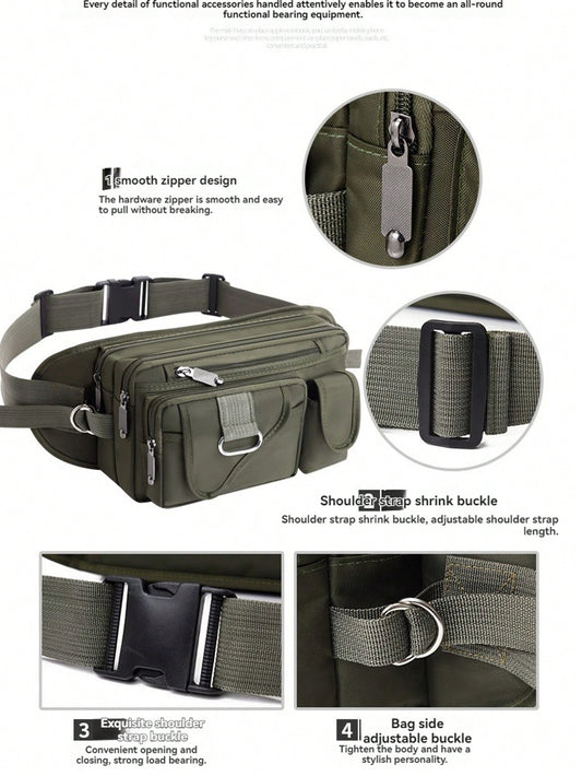 Large Capacity Men's Waist Bag, Multi-Functional Cool Fanny Pack Suitable For Cycling, Outdoor Sports, Phone Pouch, Chest Bag With Multi-Pockets. Suitable For Teen Casual Outdoor Athletic Or Vacation