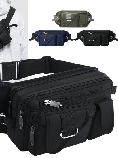 Large Capacity Men's Waist Bag, Multi-Functional Cool Fanny Pack Suitable For Cycling, Outdoor Sports, Phone Pouch, Chest Bag With Multi-Pockets. Suitable For Teen Casual Outdoor Athletic Or Vacation