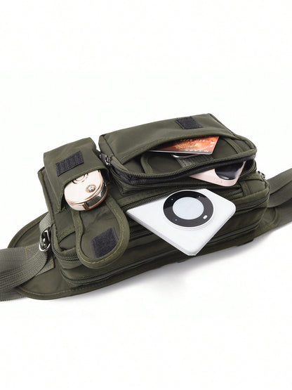 Large Capacity Men's Waist Bag, Multi-Functional Cool Fanny Pack Suitable For Cycling, Outdoor Sports, Phone Pouch, Chest Bag With Multi-Pockets. Suitable For Teen Casual Outdoor Athletic Or Vacation