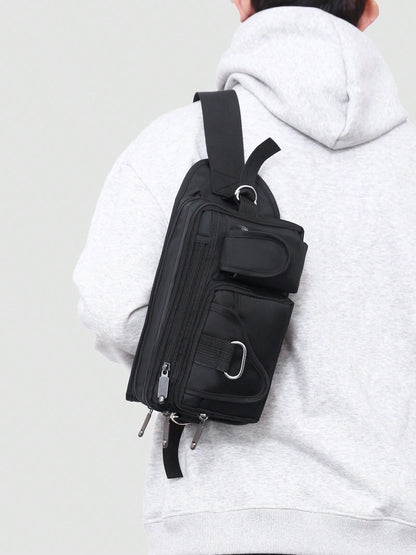 Large Capacity Men's Waist Bag, Multi-Functional Cool Fanny Pack Suitable For Cycling, Outdoor Sports, Phone Pouch, Chest Bag With Multi-Pockets. Suitable For Teen Casual Outdoor Athletic Or Vacation