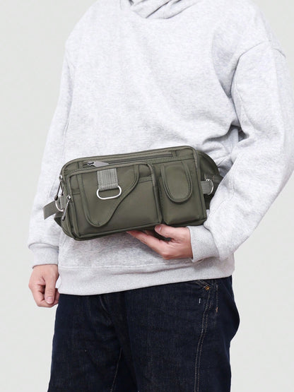 Large Capacity Men's Waist Bag, Multi-Functional Cool Fanny Pack Suitable For Cycling, Outdoor Sports, Phone Pouch, Chest Bag With Multi-Pockets. Suitable For Teen Casual Outdoor Athletic Or Vacation