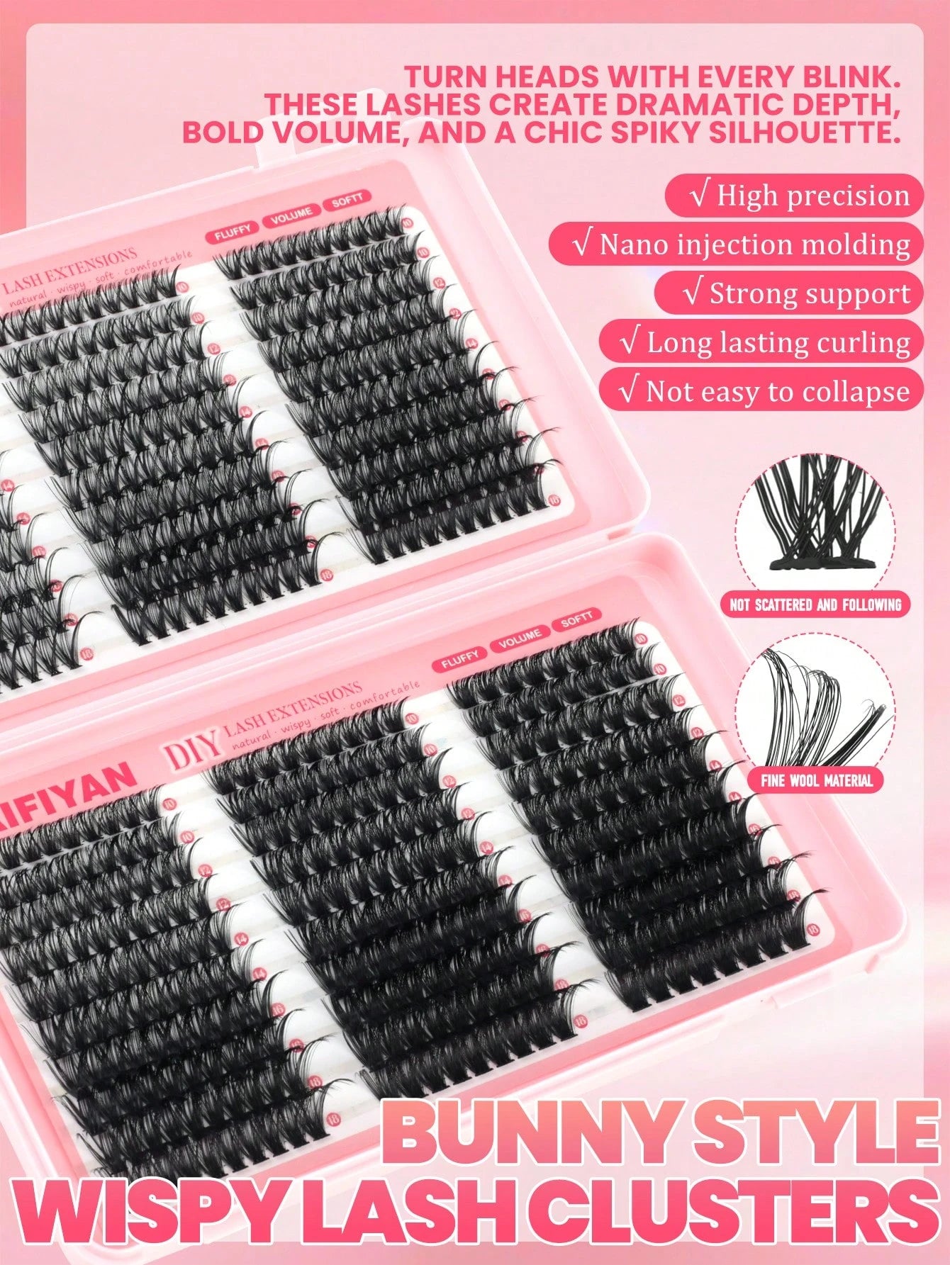 Large Capacity Mixed Length Cluster Eyelashes DIY Self Grafting Lash Extensions D Curl Fluffy Volume Individual Lashes 8-16mm Soft Natural Thick Segmented False Eyelashes Daily Makeup