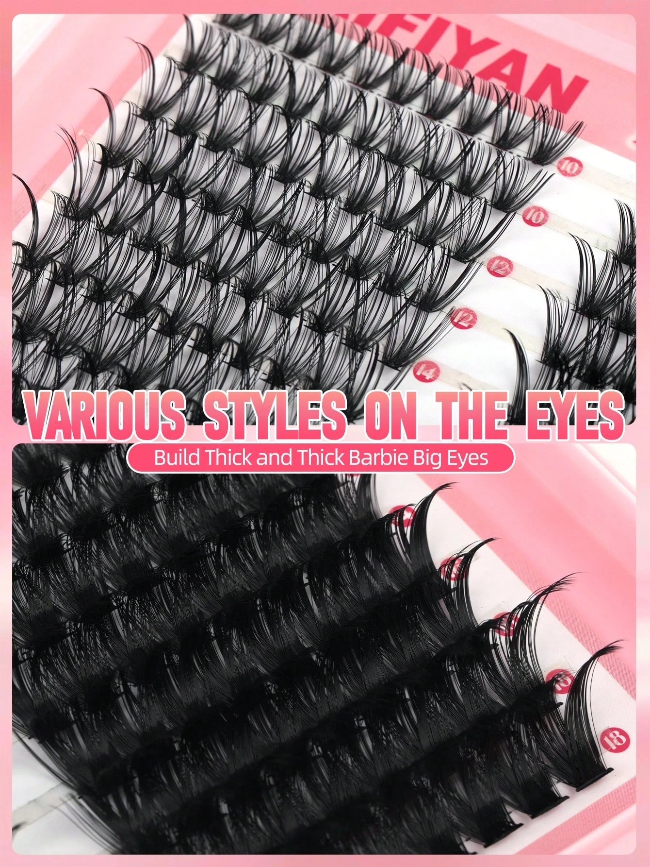 Large Capacity Mixed Length Cluster Eyelashes DIY Self Grafting Lash Extensions D Curl Fluffy Volume Individual Lashes 8-16mm Soft Natural Thick Segmented False Eyelashes Daily Makeup
