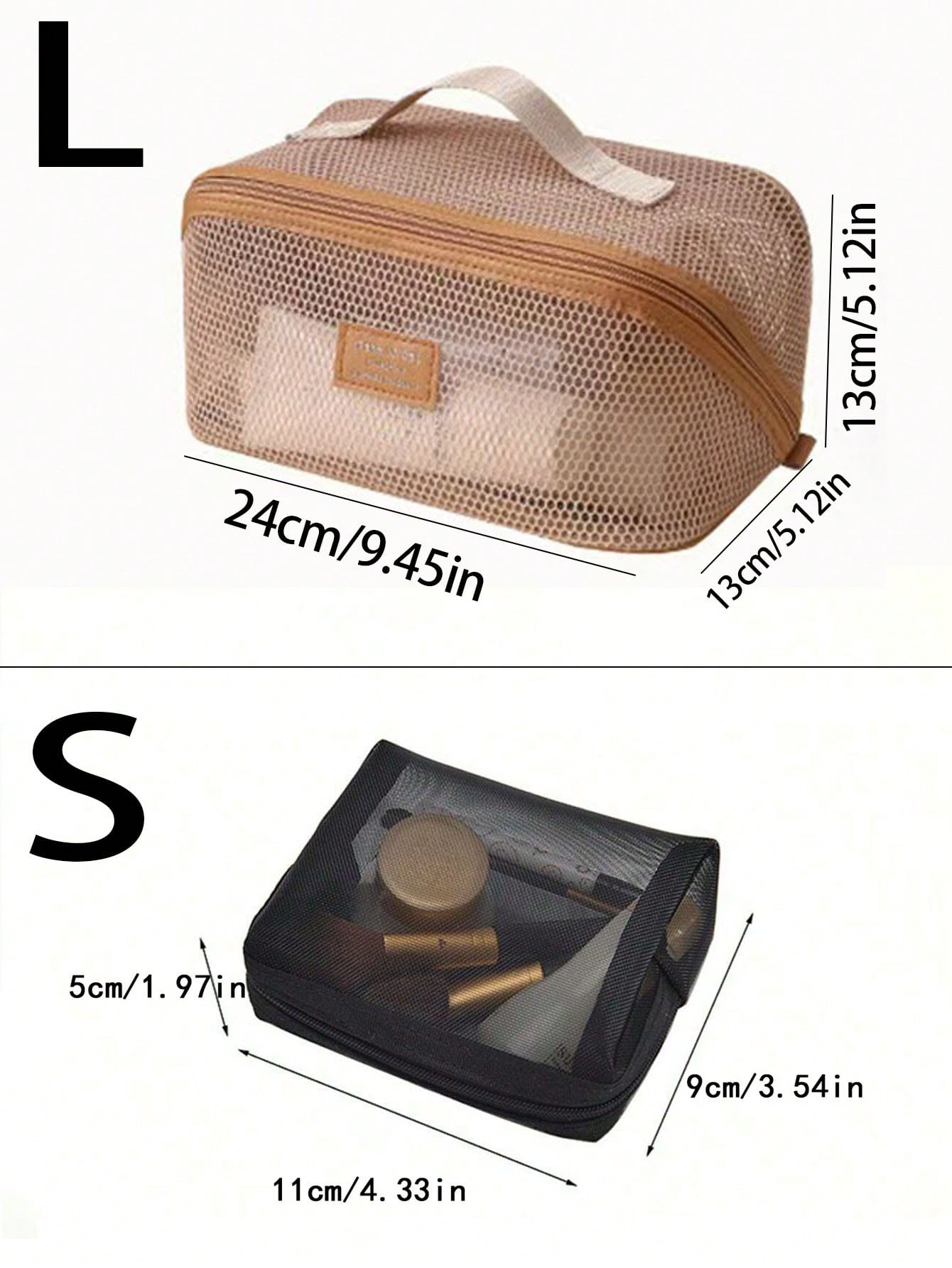 Large Capacity Nylon Mesh Cosmetic Bag, Breathable Multi-Layer Makeup Organizer Pouch, Lightweight Toiletry Bag, Fashion Travel Wash Bag With Compartments, Suitable For Toiletries And Makeup Tools, Fo