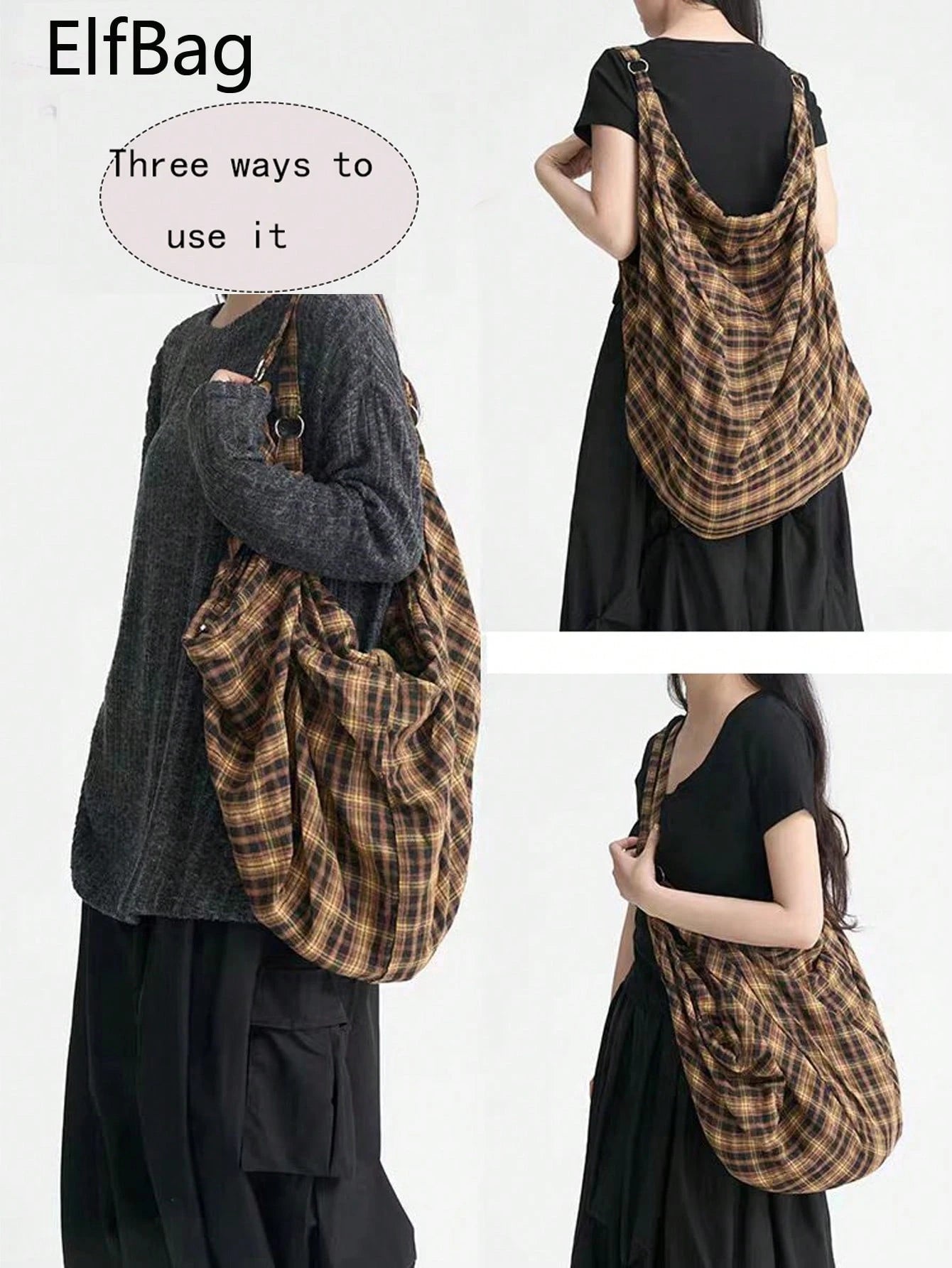 Large Capacity Plaid Pattern Shoulder Bag, Women's Crossbody Bag, Casual Multipurpose Tote Bag, Suitable For Work, Study, Travel