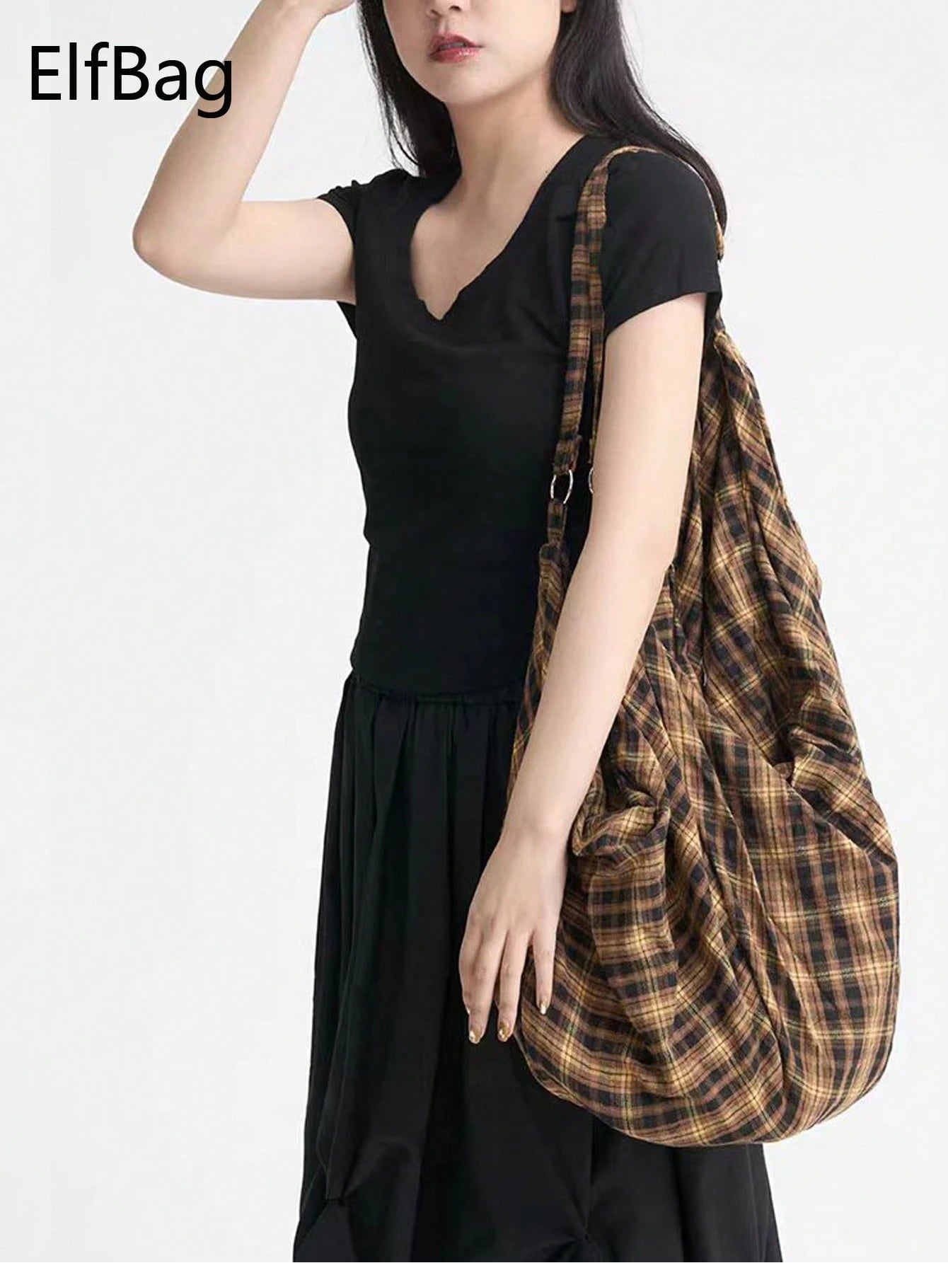 Large Capacity Plaid Pattern Shoulder Bag, Women's Crossbody Bag, Casual Multipurpose Tote Bag, Suitable For Work, Study, Travel