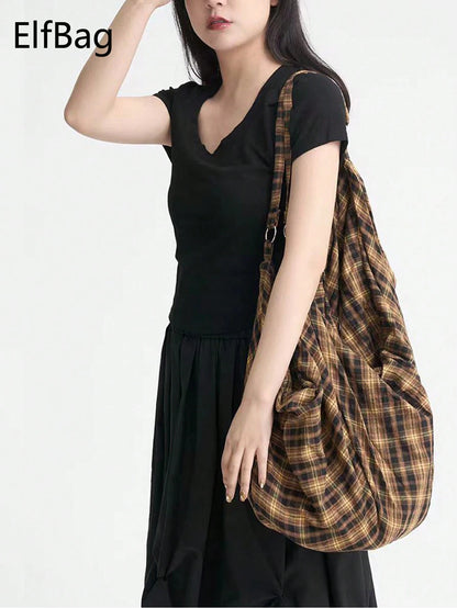 Large Capacity Plaid Pattern Shoulder Bag, Women's Crossbody Bag, Casual Multipurpose Tote Bag, Suitable For Work, Study, Travel