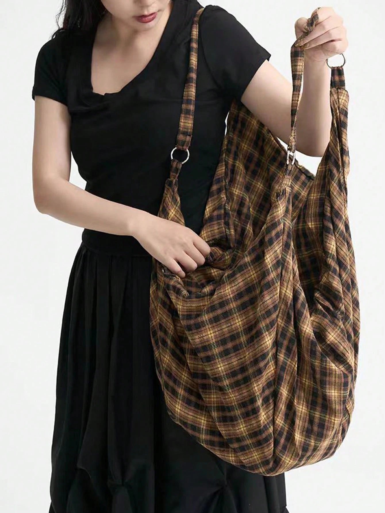 Large Capacity Plaid Pattern Shoulder Bag, Women's Crossbody Bag, Casual Multipurpose Tote Bag, Suitable For Work, Study, Travel