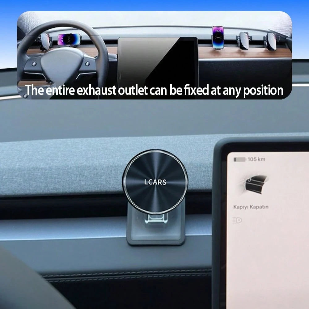 LCARS Car Phone Holder Compatible With 2024 Highland And 2025 Model Y Juniper, Magnetic Air Vent Phone Mount, Clip-On Silicone Multi-Function Navigation Support Bracket (Not Compatible With Older Mode