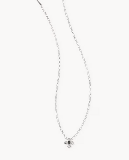 Leanne Short Pendant Necklace Silver Black Granite