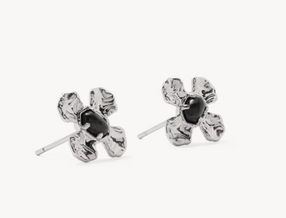 Leanne Stud Earrings Silver Black Granite