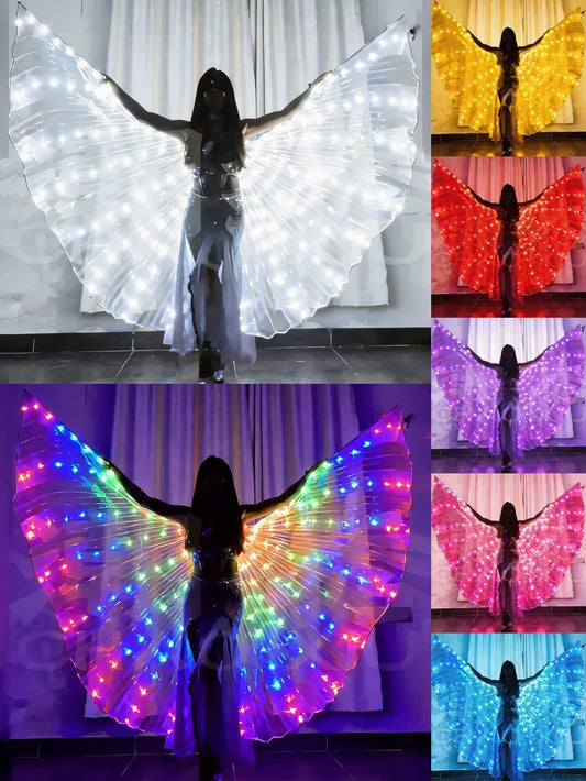 LED Colorful Glowing Wings Costume Set, Includes Wand And Cape, Festival Gift, Stage Decor, Holiday Decor, Room Decor, Home Decor, Theme Party Decor, Christmas And Valentine's Day Decor