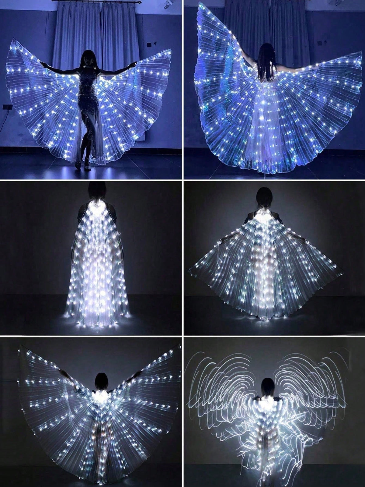 LED Colorful Glowing Wings Costume Set, Includes Wand And Cape, Festival Gift, Stage Decor, Holiday Decor, Room Decor, Home Decor, Theme Party Decor, Christmas And Valentine's Day Decor