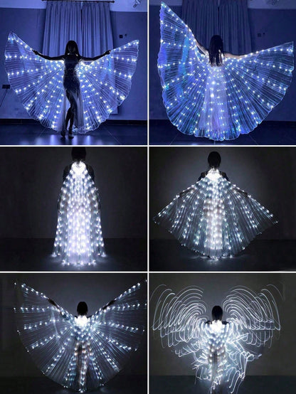 LED Colorful Glowing Wings Costume Set, Includes Wand And Cape, Festival Gift, Stage Decor, Holiday Decor, Room Decor, Home Decor, Theme Party Decor, Christmas And Valentine's Day Decor