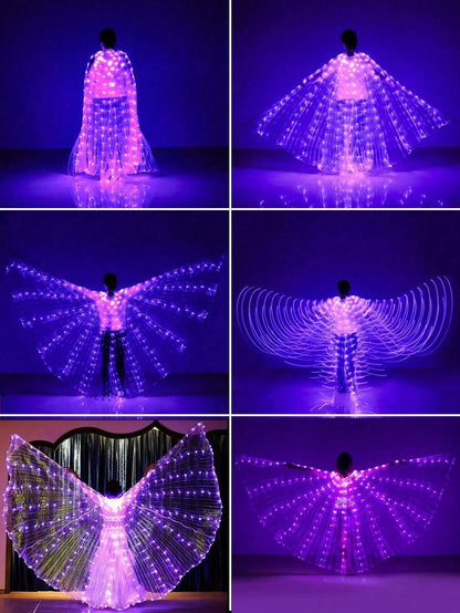LED Colorful Glowing Wings Costume Set, Includes Wand And Cape, Festival Gift, Stage Decor, Holiday Decor, Room Decor, Home Decor, Theme Party Decor, Christmas And Valentine's Day Decor