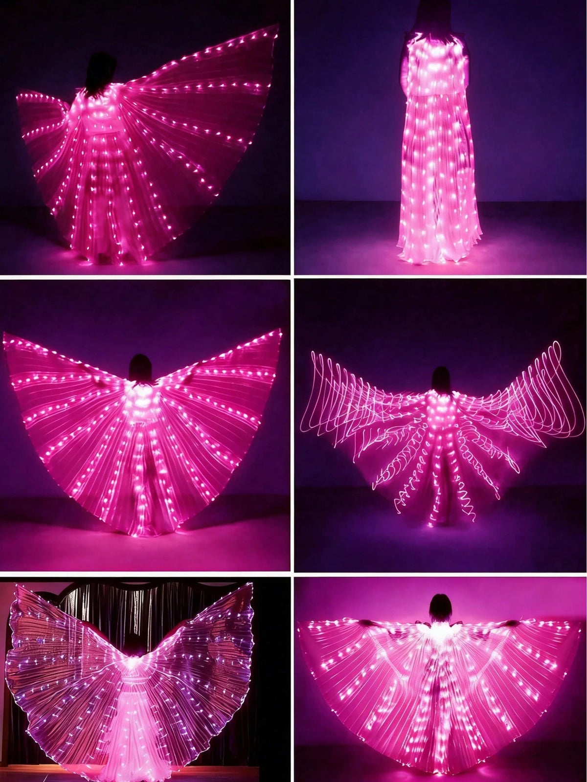 LED Colorful Glowing Wings Costume Set, Includes Wand And Cape, Festival Gift, Stage Decor, Holiday Decor, Room Decor, Home Decor, Theme Party Decor, Christmas And Valentine's Day Decor