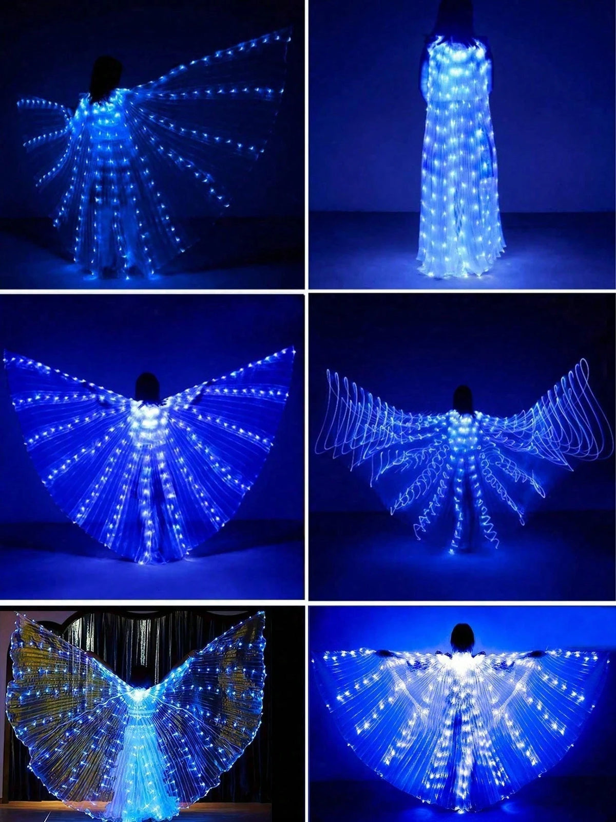 LED Colorful Glowing Wings Costume Set, Includes Wand And Cape, Festival Gift, Stage Decor, Holiday Decor, Room Decor, Home Decor, Theme Party Decor, Christmas And Valentine's Day Decor