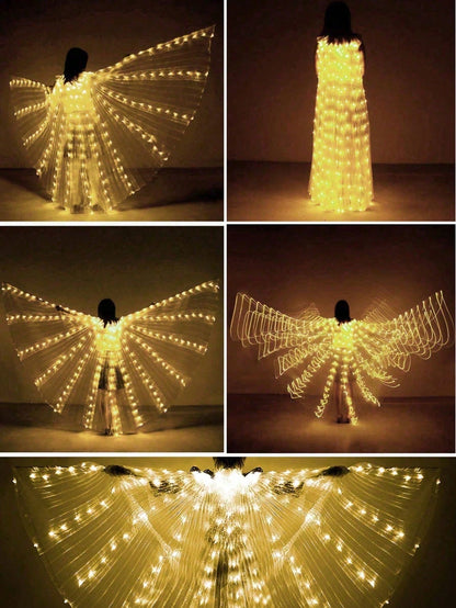 LED Colorful Glowing Wings Costume Set, Includes Wand And Cape, Festival Gift, Stage Decor, Holiday Decor, Room Decor, Home Decor, Theme Party Decor, Christmas And Valentine's Day Decor