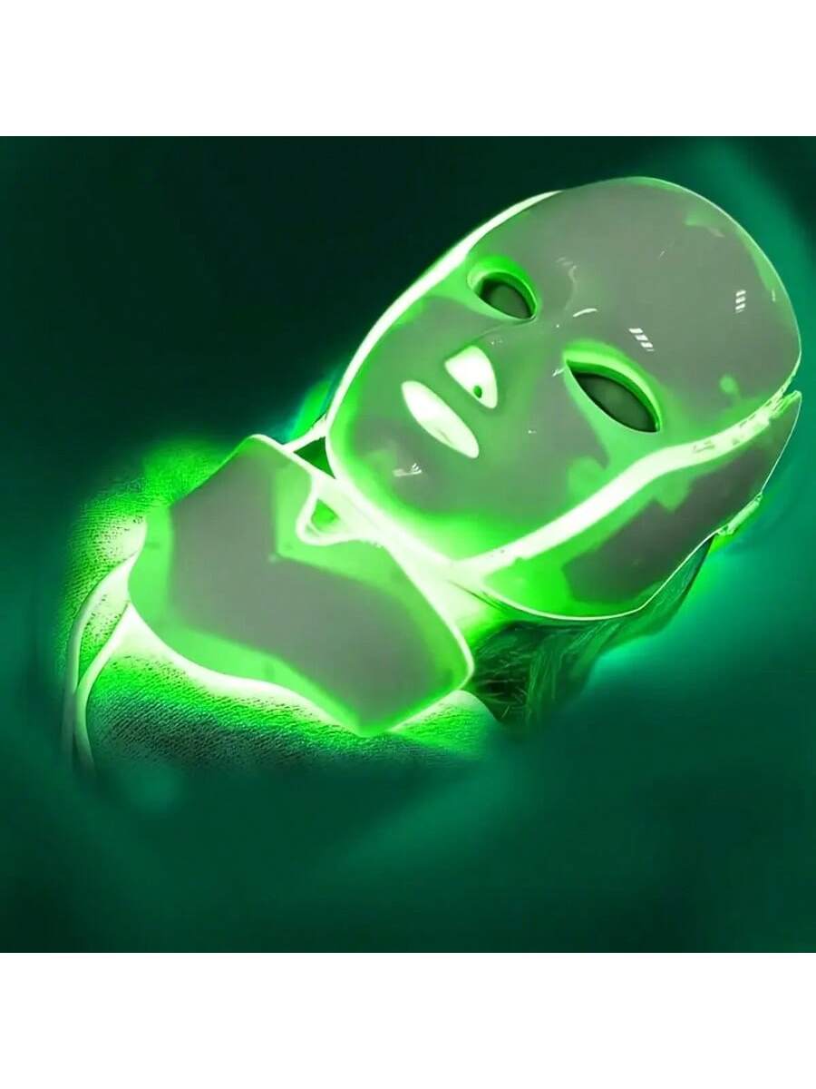 [LED Facial Mask Beauty Device] Seven-Color LED Facial Mask Beauty Device- Household Plug-In Facial Care Instrument For Face And Neck- Convenient Home Skincare