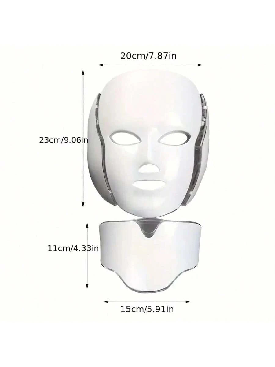 [LED Facial Mask Beauty Device] Seven-Color LED Facial Mask Beauty Device- Household Plug-In Facial Care Instrument For Face And Neck- Convenient Home Skincare