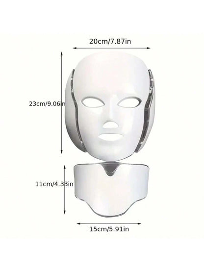[LED Facial Mask Beauty Device] Seven-Color LED Facial Mask Beauty Device- Household Plug-In Facial Care Instrument For Face And Neck- Convenient Home Skincare