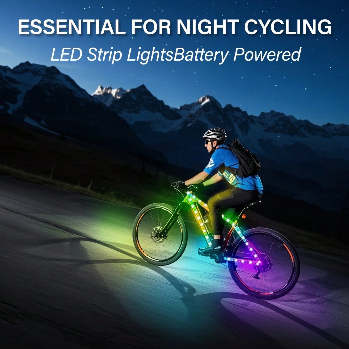 LED Light Strip For Scooters And Bicycles| RGB Night Riding Warning Light, 360° Panoramic Illumination, Intelligent Lighting Effects, Flexible Installation, Batteries Not Included.