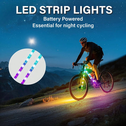 LED Light Strip For Scooters And Bicycles| RGB Night Riding Warning Light, 360° Panoramic Illumination, Intelligent Lighting Effects, Flexible Installation, Batteries Not Included.