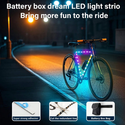 LED Light Strip For Scooters And Bicycles| RGB Night Riding Warning Light, 360° Panoramic Illumination, Intelligent Lighting Effects, Flexible Installation, Batteries Not Included.