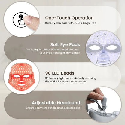 LED Light Therapy Mask, 7-Color LED Mask Light Therapy, Facial Light Therapy Device, Red Light Therapy, Suitable For All Skin Types, Facial Skin Care Tools, Red Light Mask