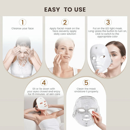 LED Light Therapy Mask, 7-Color LED Mask Light Therapy, Facial Light Therapy Device, Red Light Therapy, Suitable For All Skin Types, Facial Skin Care Tools, Red Light Mask