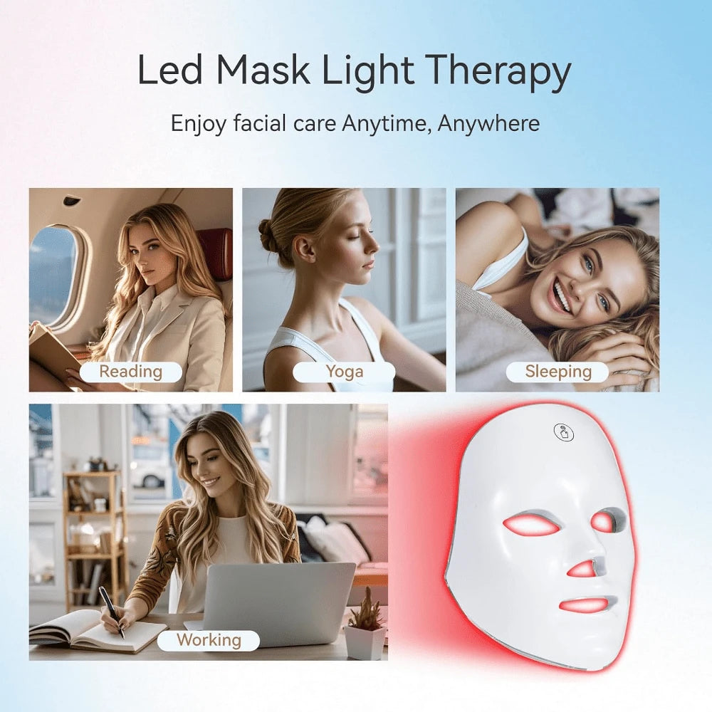 LED Light Therapy Mask, 7-Color LED Mask Light Therapy, Facial Light Therapy Device, Red Light Therapy, Suitable For All Skin Types, Facial Skin Care Tools, Red Light Mask