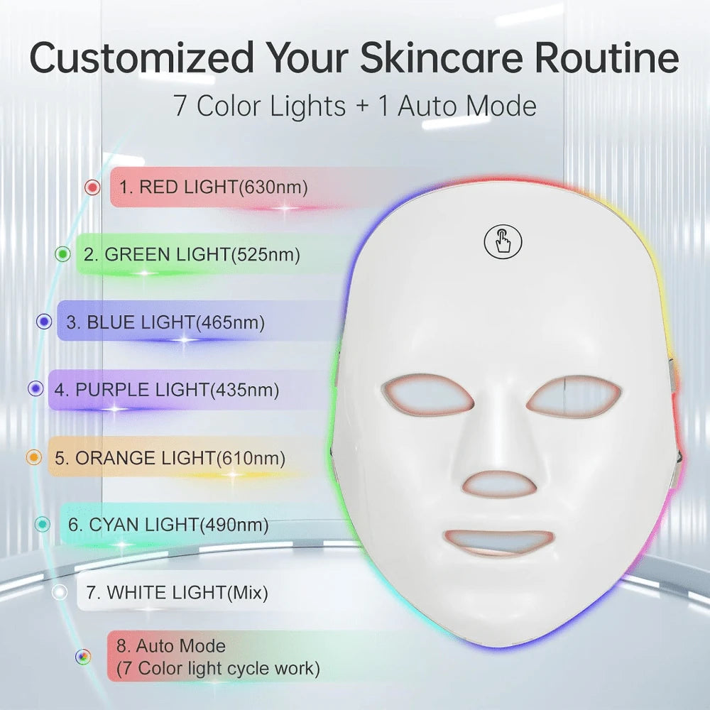 LED Light Therapy Mask, 7-Color LED Mask Light Therapy, Facial Light Therapy Device, Red Light Therapy, Suitable For All Skin Types, Facial Skin Care Tools, Red Light Mask