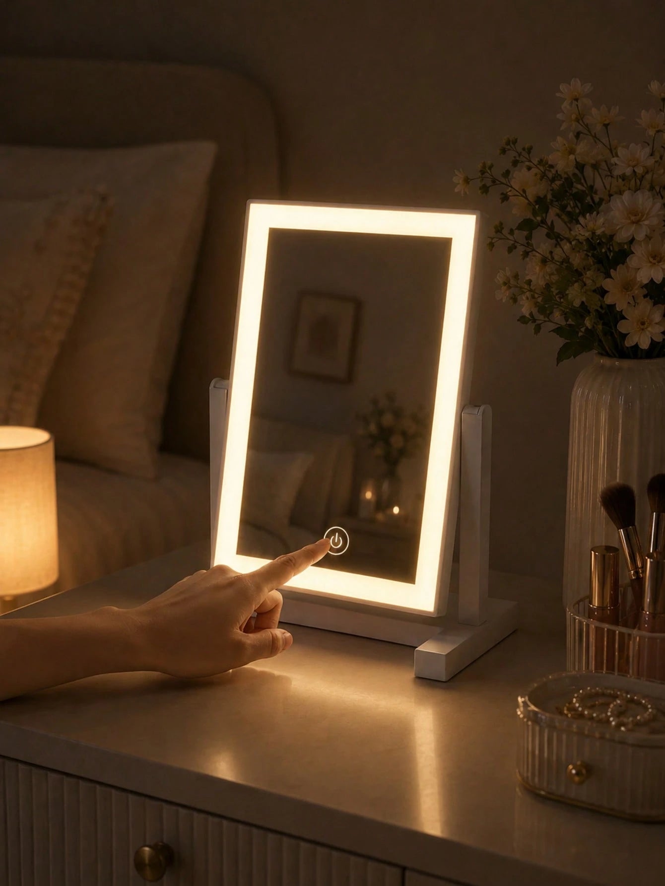 LED Makeup Mirror, Desktop Makeup Mirror With Light, 3 Lighting Modes Makeup Mirror, 200mAh, USB Rechargeable Makeup Mirror With Light, Travel Makeup Mirror, Portable Makeup Mirror, Suitable For Stude