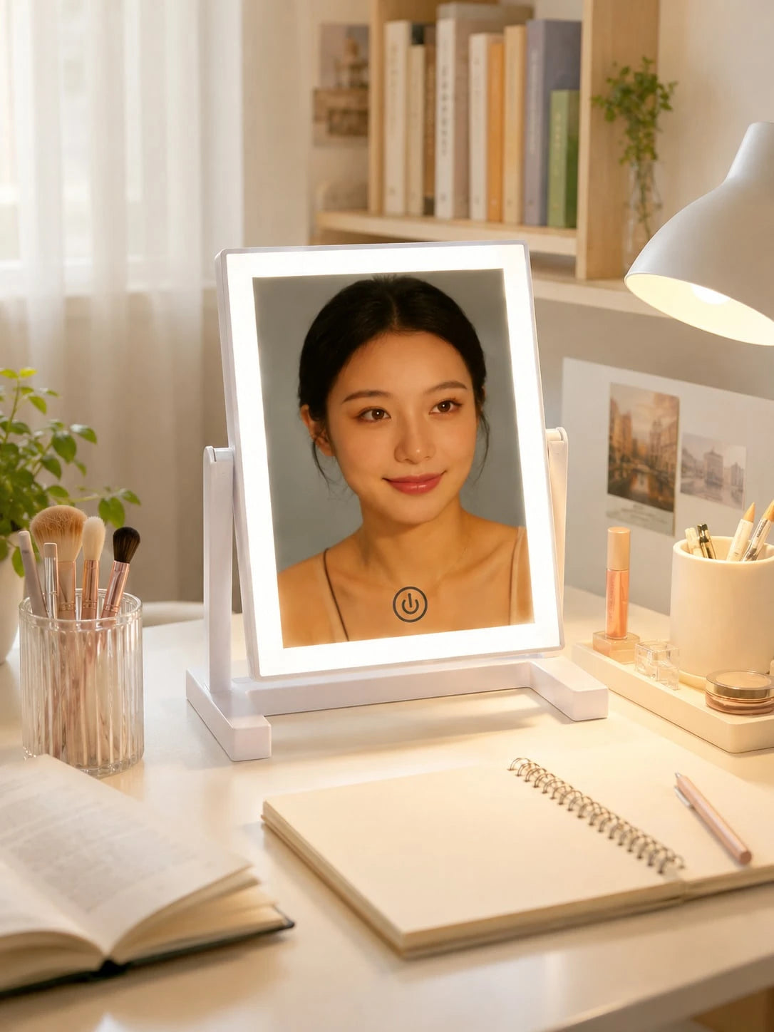 LED Makeup Mirror, Desktop Makeup Mirror With Light, 3 Lighting Modes Makeup Mirror, 200mAh, USB Rechargeable Makeup Mirror With Light, Travel Makeup Mirror, Portable Makeup Mirror, Suitable For Stude