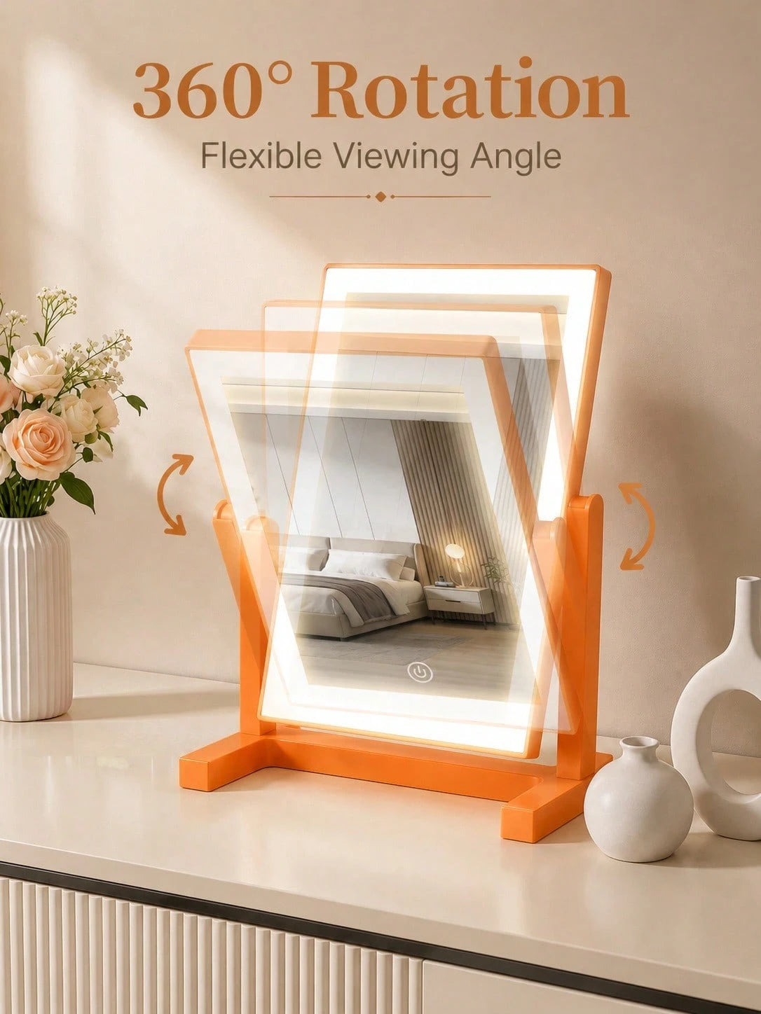 LED Makeup Mirror, Desktop Makeup Mirror With Light, 3 Lighting Modes Makeup Mirror, 200mAh, USB Rechargeable Makeup Mirror With Light, Travel Makeup Mirror, Portable Makeup Mirror, Suitable For Stude