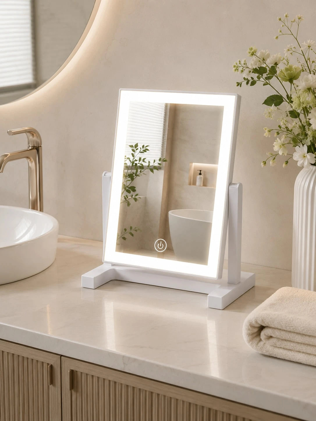 LED Makeup Mirror, Desktop Makeup Mirror With Light, 3 Lighting Modes Makeup Mirror, 200mAh, USB Rechargeable Makeup Mirror With Light, Travel Makeup Mirror, Portable Makeup Mirror, Suitable For Stude